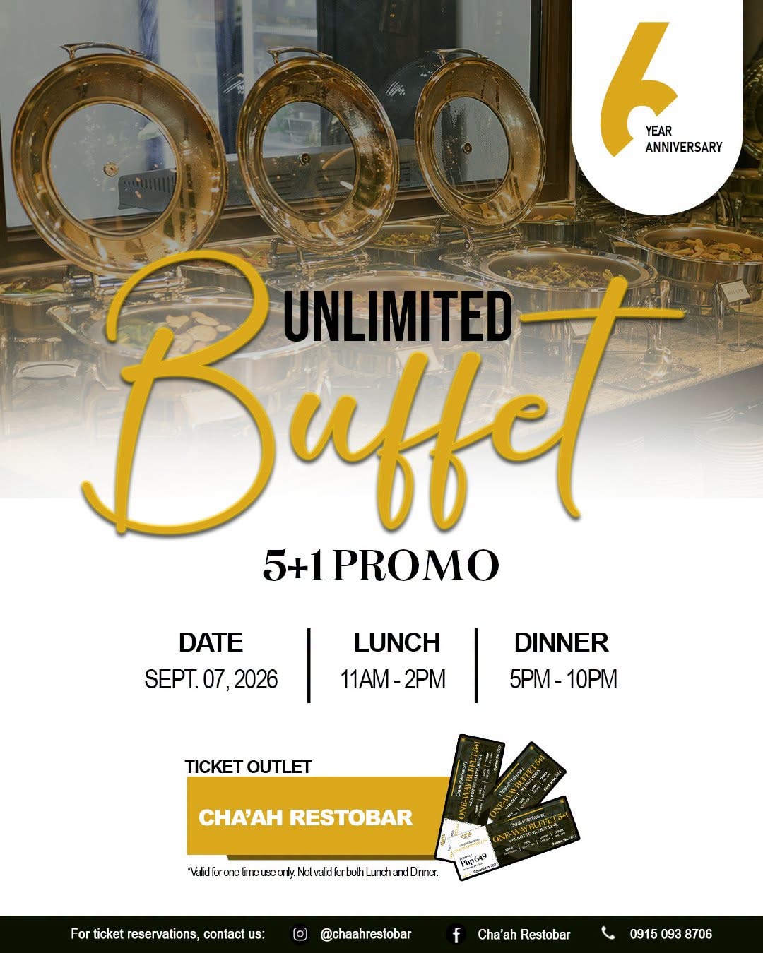 Cha'ah Restobar 6th Anniversary Unlimited Buffet promo