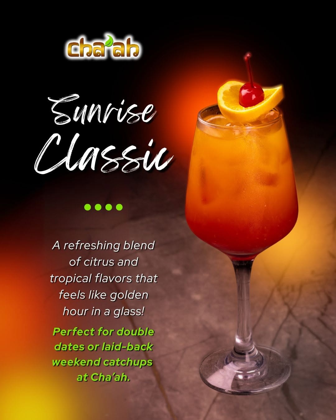 Sunrise Classic cocktail with cherry garnish