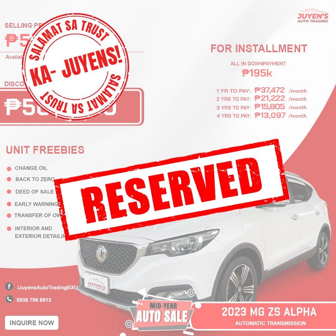 2023 MG ZS Alpha — reserved unit mid-year auto sale