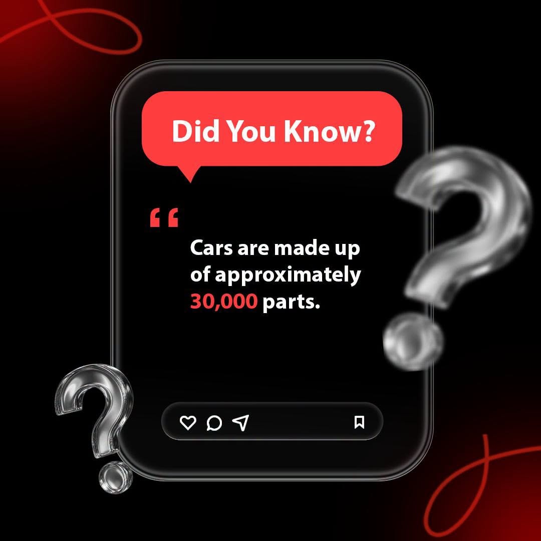 Did You Know? Cars are made up of approximately 30,000 parts — trivia post